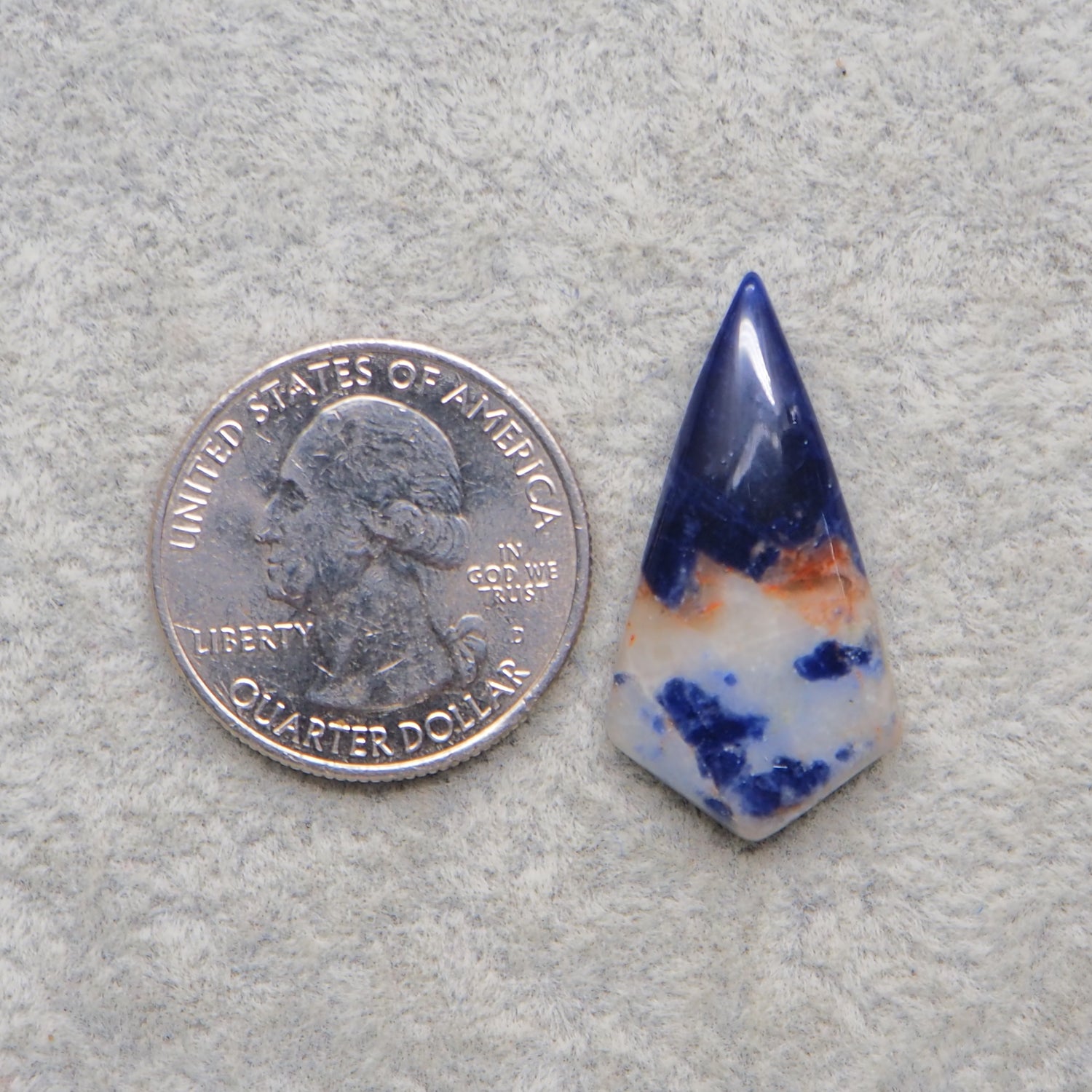 Natural Sodalite Diamond Cabochon 31x16mm 14.5ct - Royal Blue with White Calcite Veining - Pedra Gems