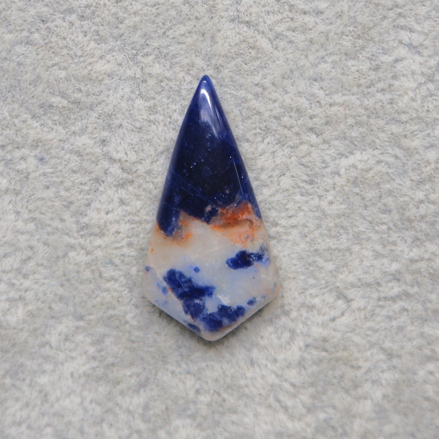 Natural Sodalite Diamond Cabochon 31x16mm 14.5ct - Royal Blue with White Calcite Veining - Pedra Gems