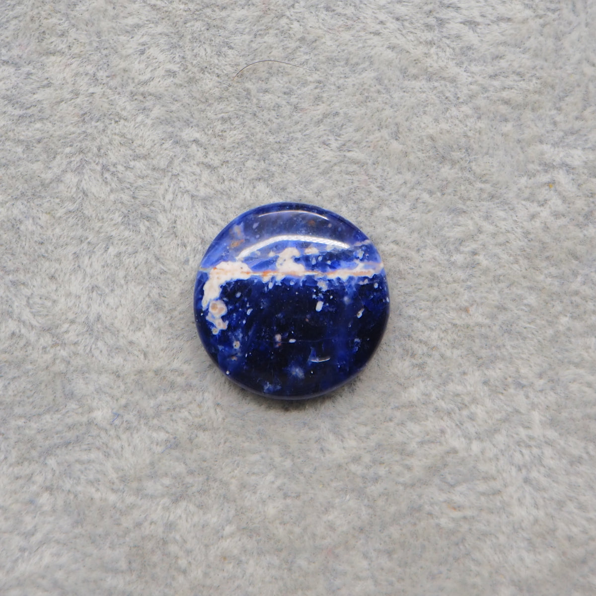 Natural Sodalite Round Cabochon 17x17mm 10ct - Royal Blue with White Calcite Veining - Pedra Gems