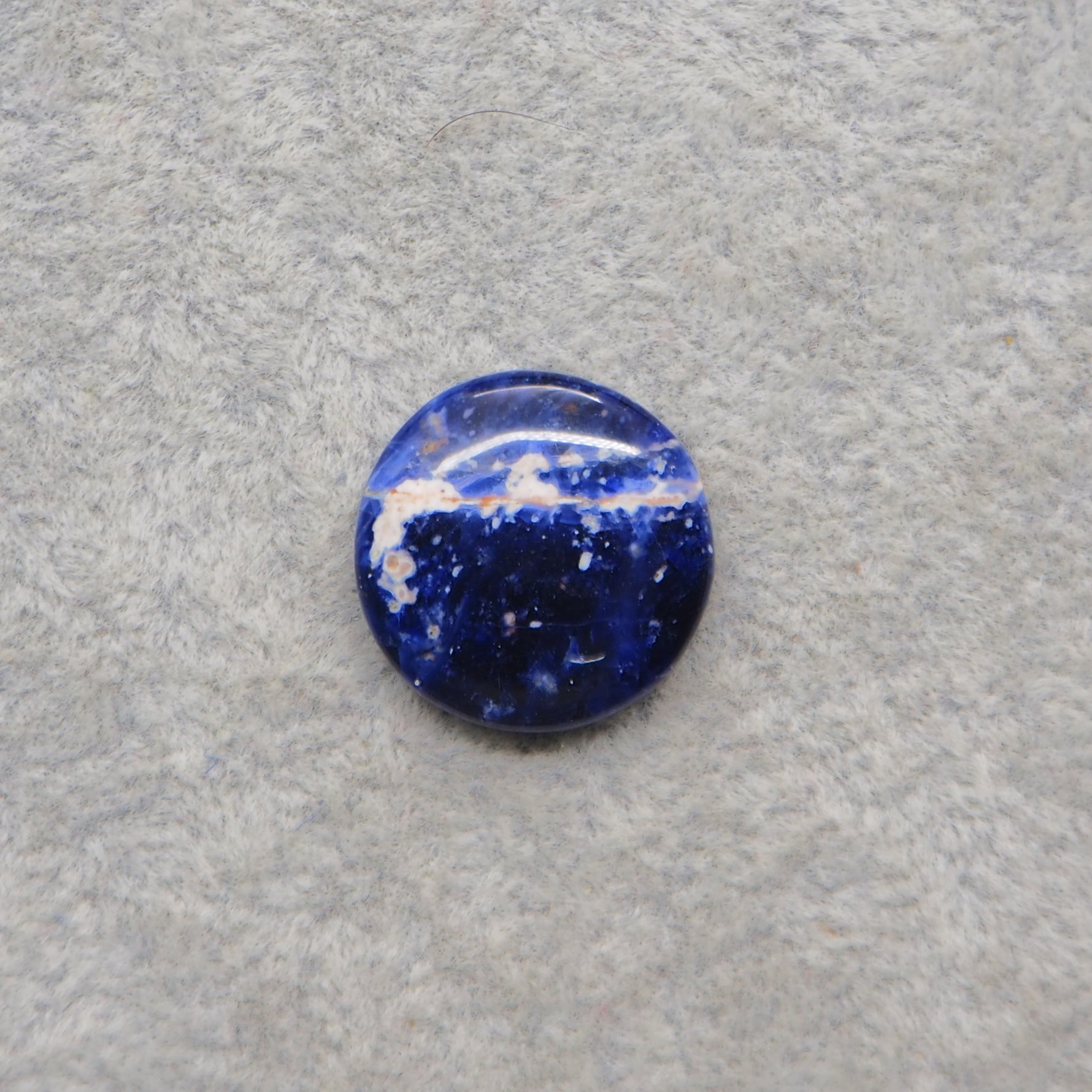 Natural Sodalite Round Cabochon 17x17mm 10ct - Royal Blue with White Calcite Veining - Pedra Gems