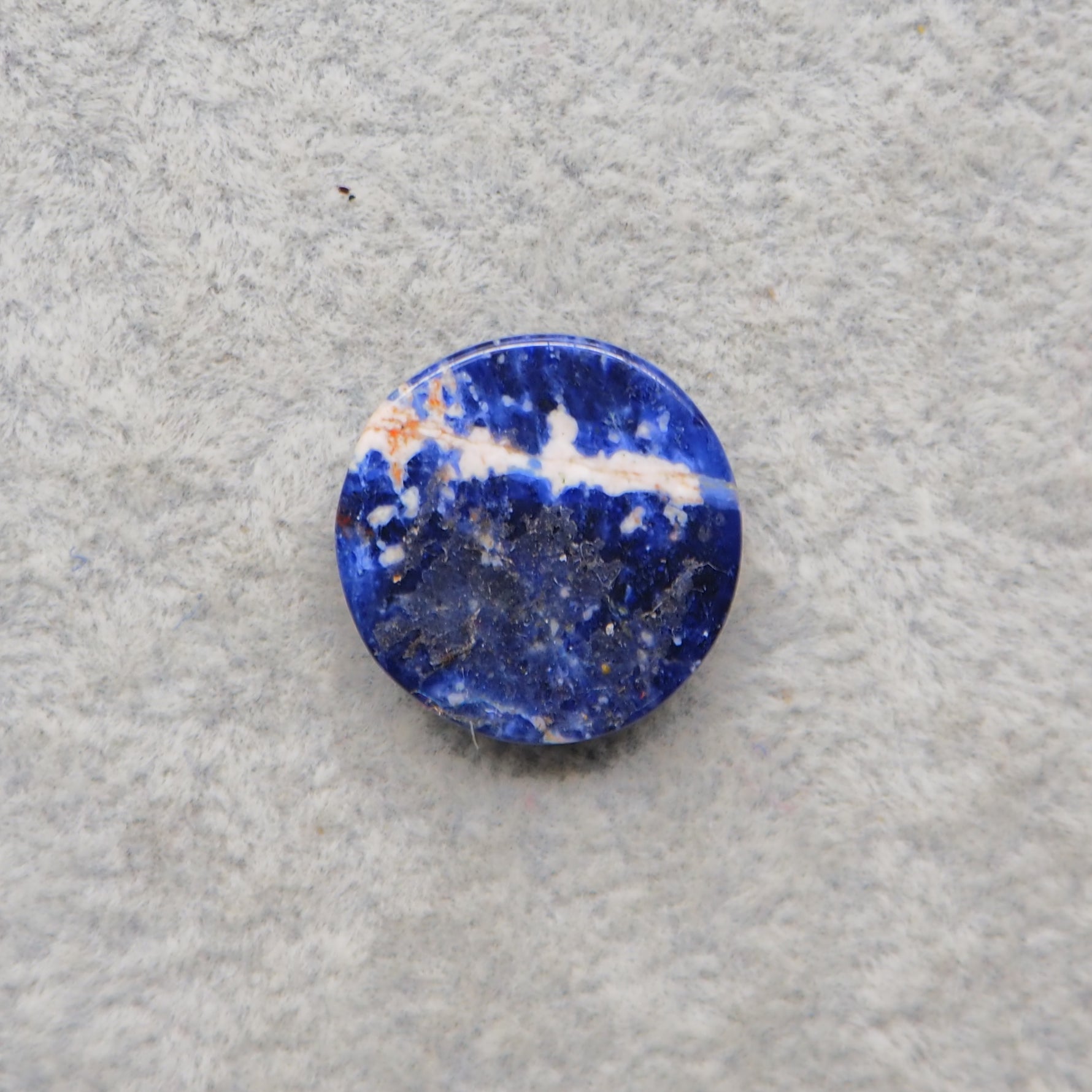 Natural Sodalite Round Cabochon 17x17mm 10ct - Royal Blue with White Calcite Veining - Pedra Gems