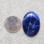 Natural Sodalite Oval Cabochon 36x25mm 44ct - Royal Blue with White Calcite Veining - Pedra Gems
