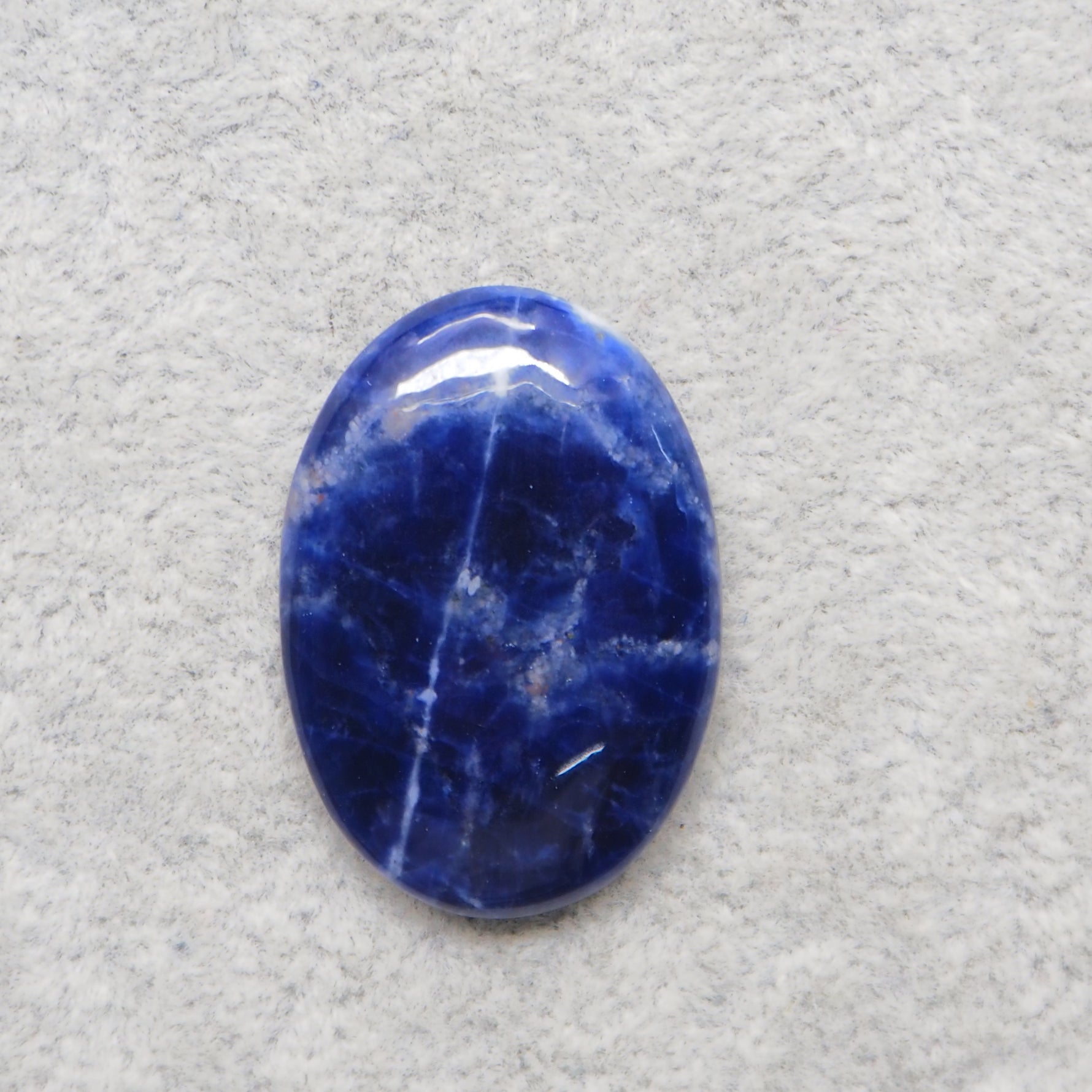 Natural Sodalite Oval Cabochon 36x25mm 44ct - Royal Blue with White Calcite Veining - Pedra Gems