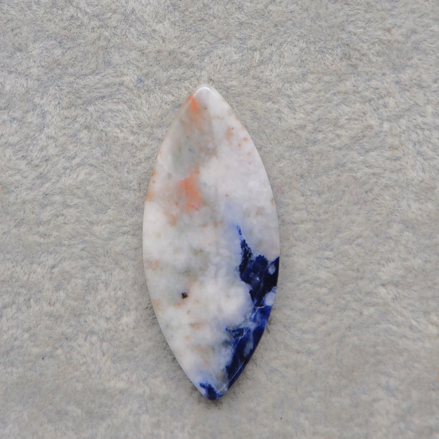 Natural Sodalite Marquise (Navette) Cabochon 40x17mm 20.5ct - Royal Blue with White Calcite Veining - Pedra Gems
