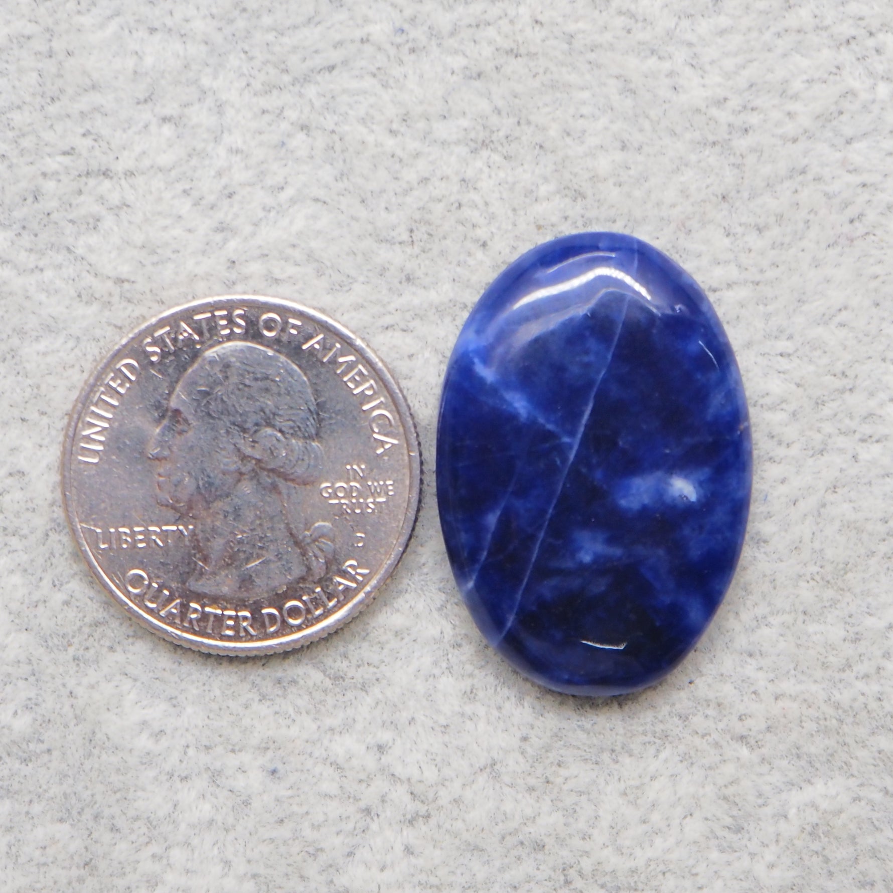 Natural Sodalite Oval Cabochon 31x21mm 25.5ct - Royal Blue with White Calcite Veining - Pedra Gems
