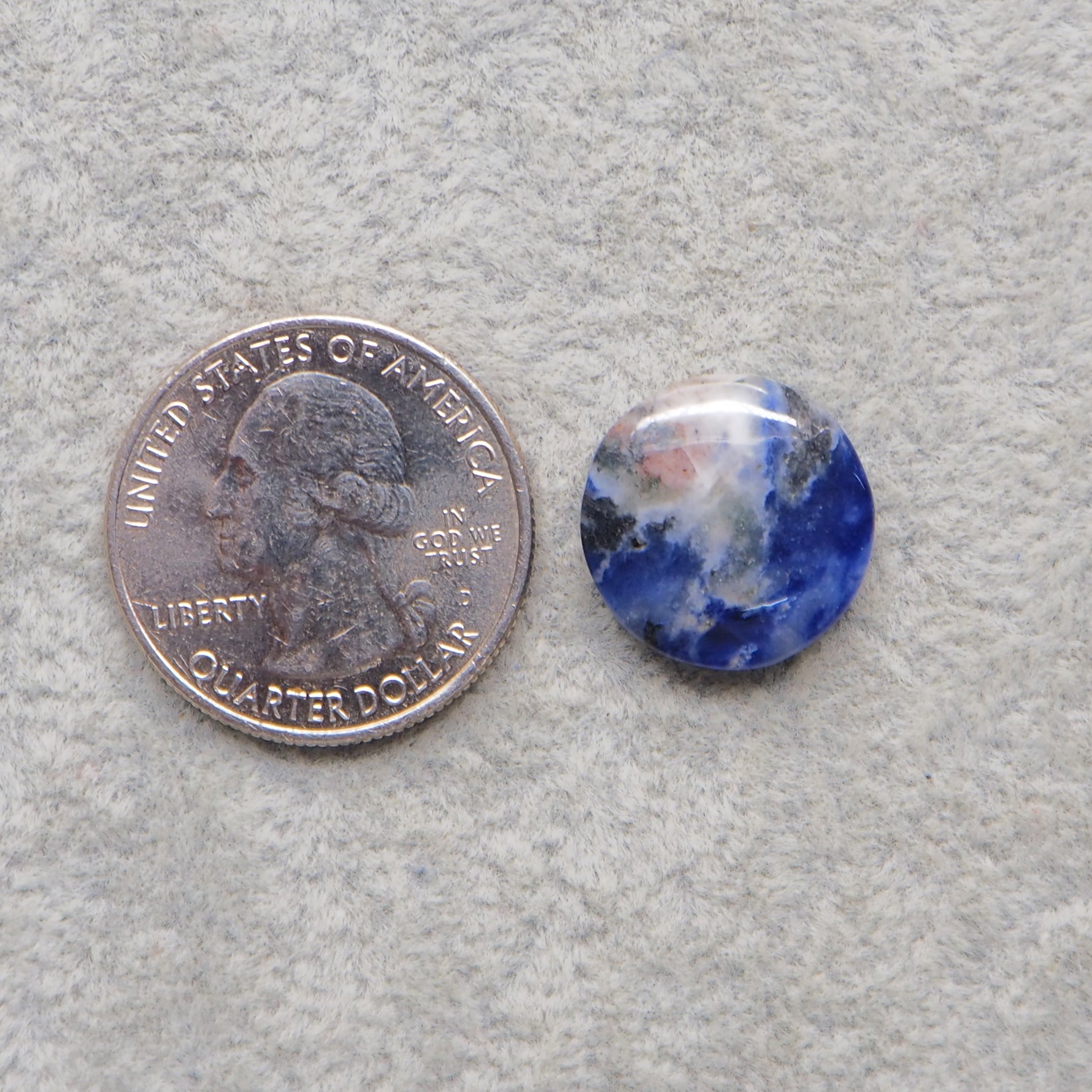 Natural Sodalite Round Cabochon 16x16mm 9ct - Royal Blue with White Calcite Veining - Pedra Gems
