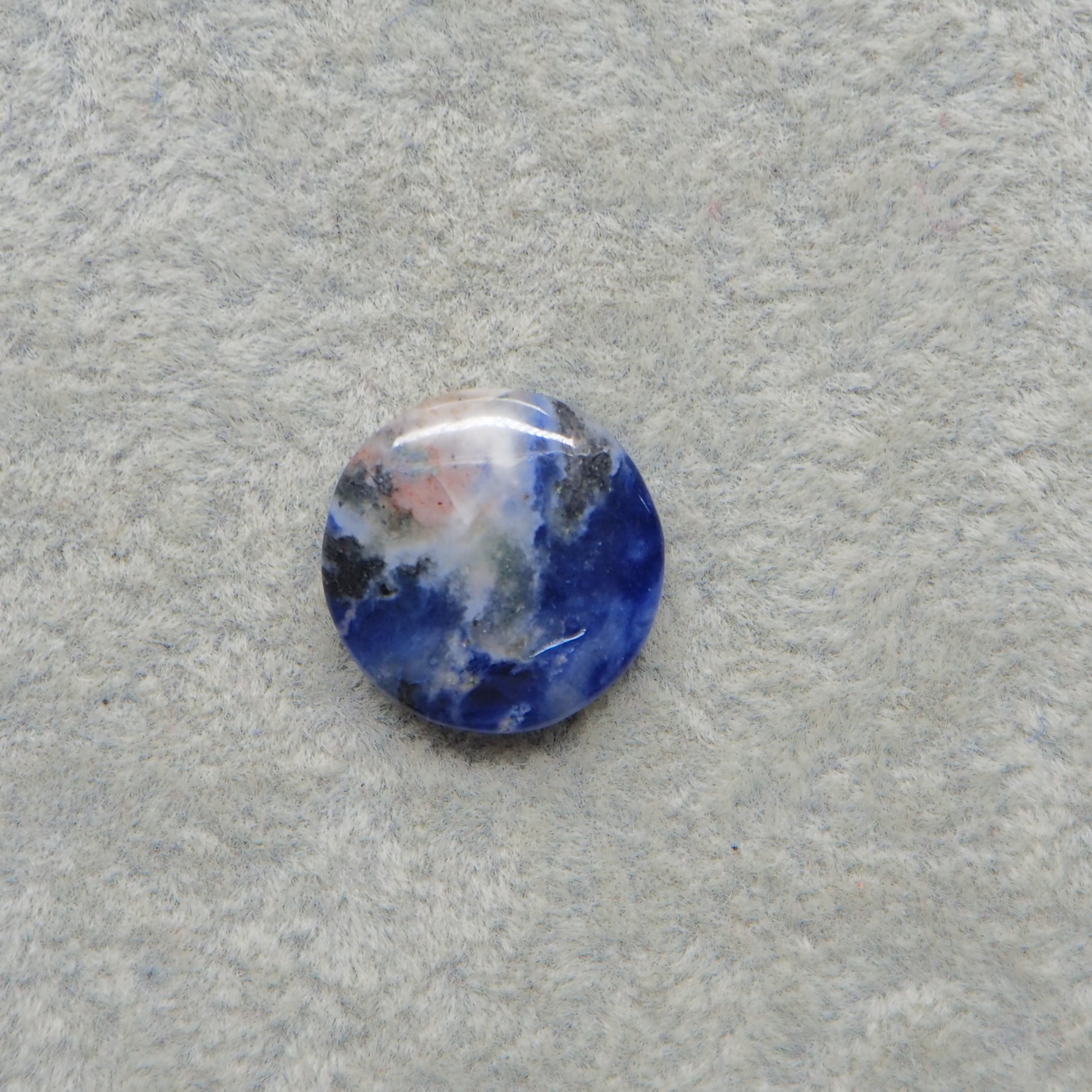 Natural Sodalite Round Cabochon 16x16mm 9ct - Royal Blue with White Calcite Veining - Pedra Gems