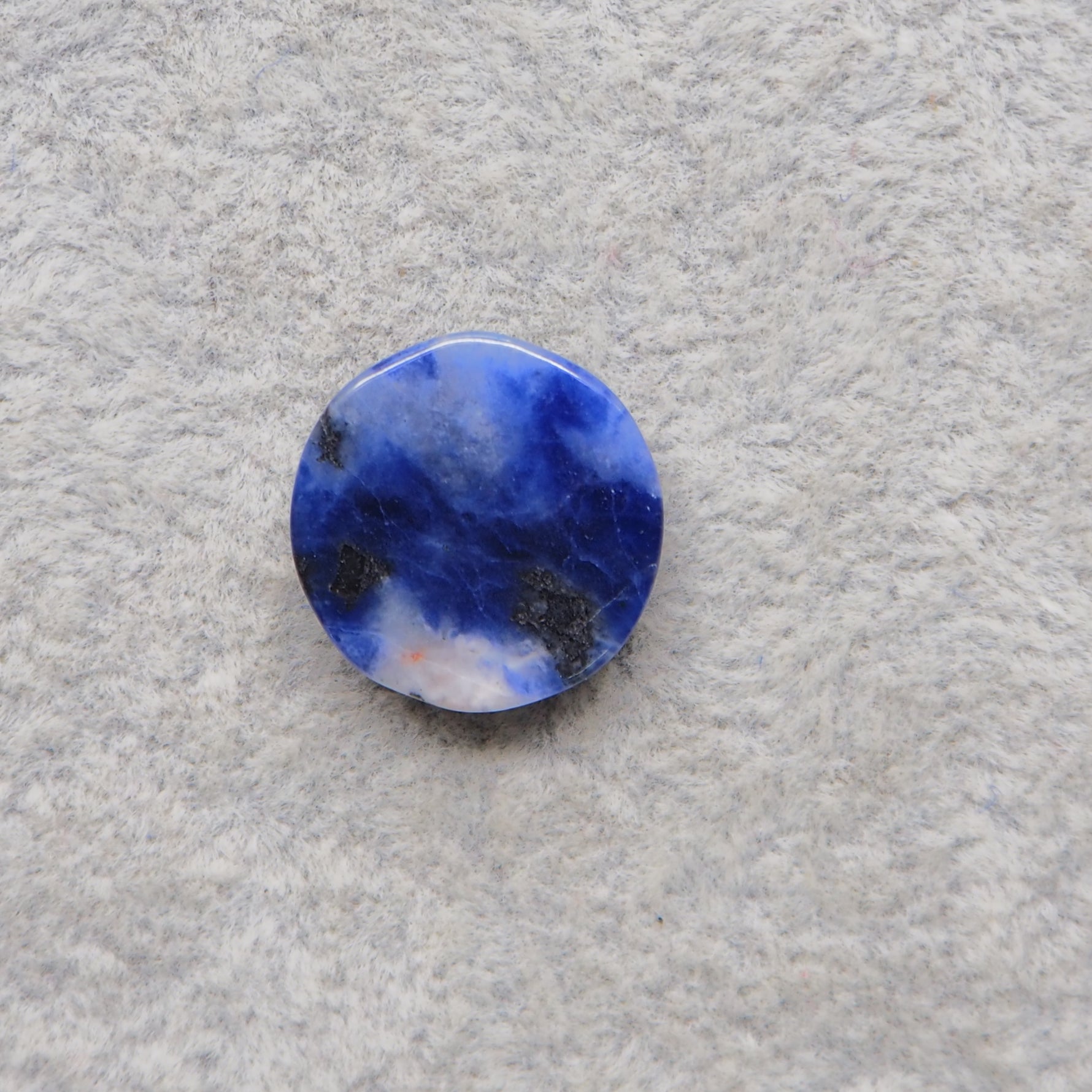 Natural Sodalite Round Cabochon 16x16mm 9ct - Royal Blue with White Calcite Veining - Pedra Gems