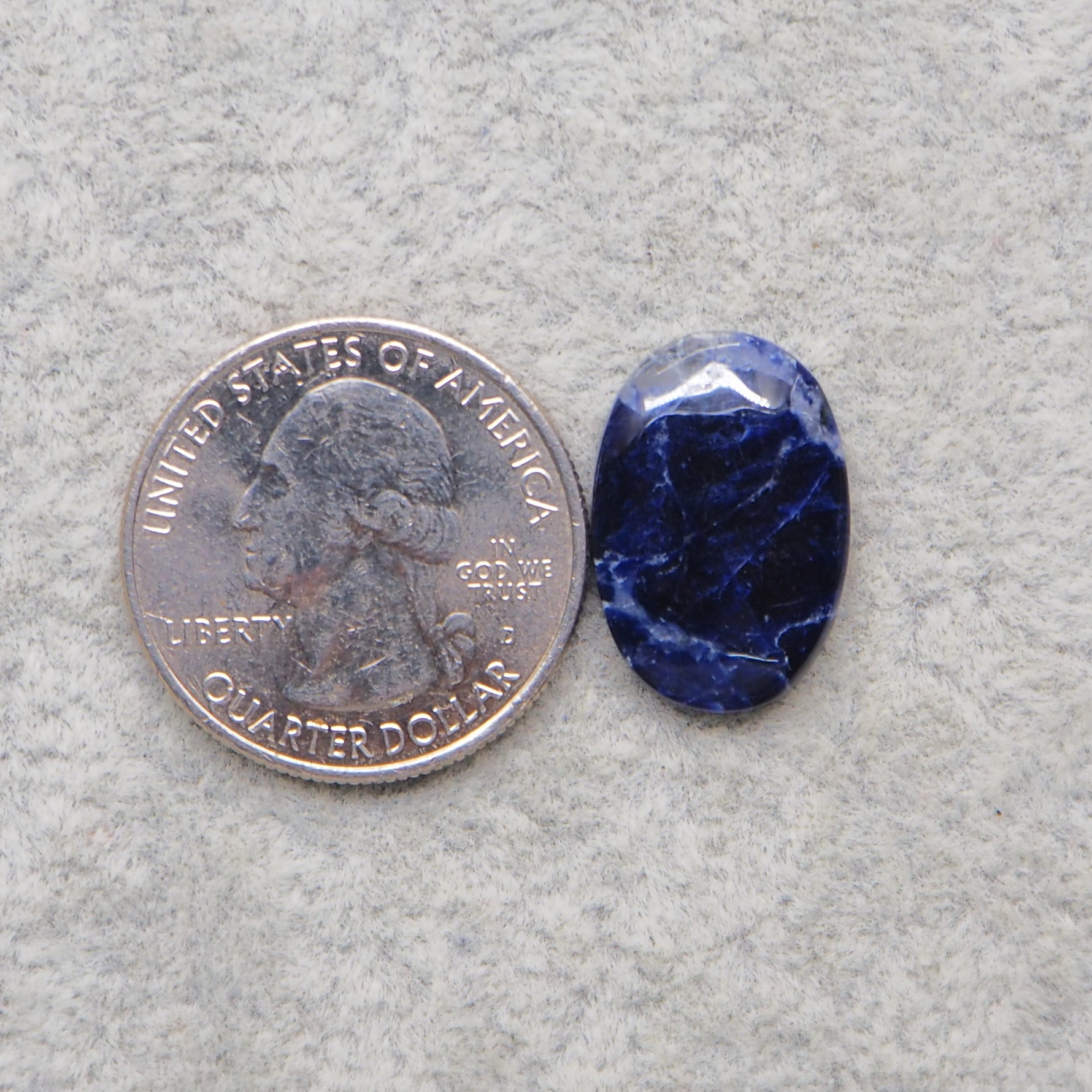Natural Sodalite Oval Cabochon 20x13mm 7ct - Royal Blue with White Calcite Veining - Pedra Gems