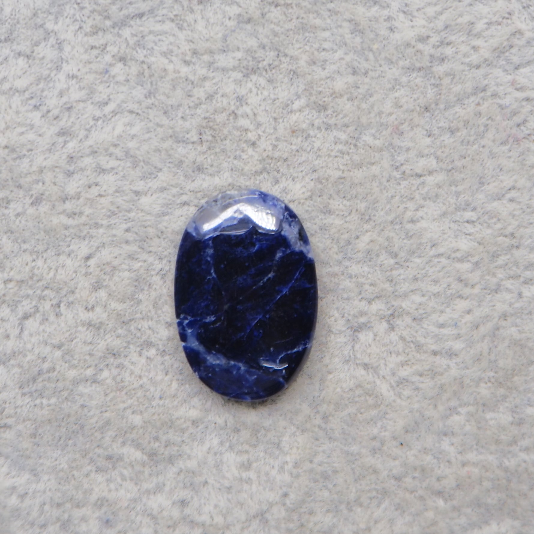 Natural Sodalite Oval Cabochon 20x13mm 7ct - Royal Blue with White Calcite Veining - Pedra Gems