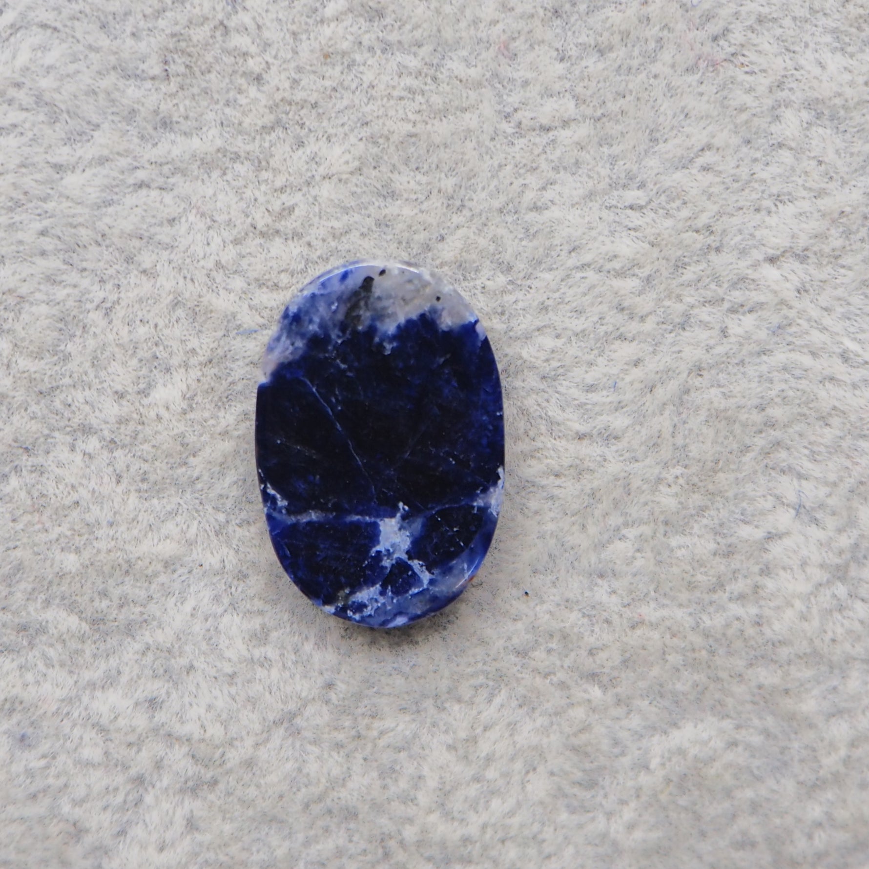 Natural Sodalite Oval Cabochon 20x13mm 7ct - Royal Blue with White Calcite Veining - Pedra Gems