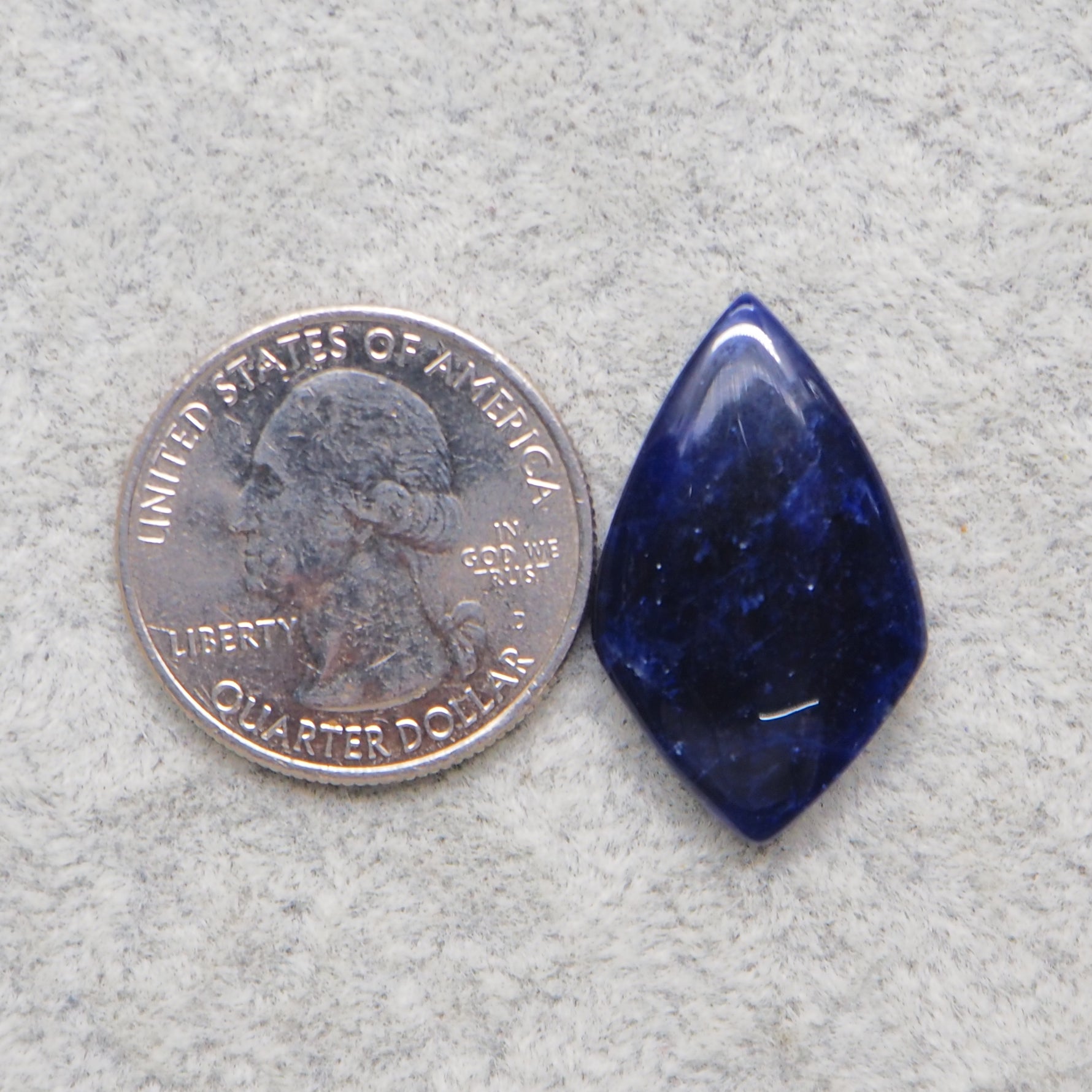 Natural Sodalite Diamond Cabochon 27x17mm 18ct - Royal Blue with White Calcite Veining - Pedra Gems