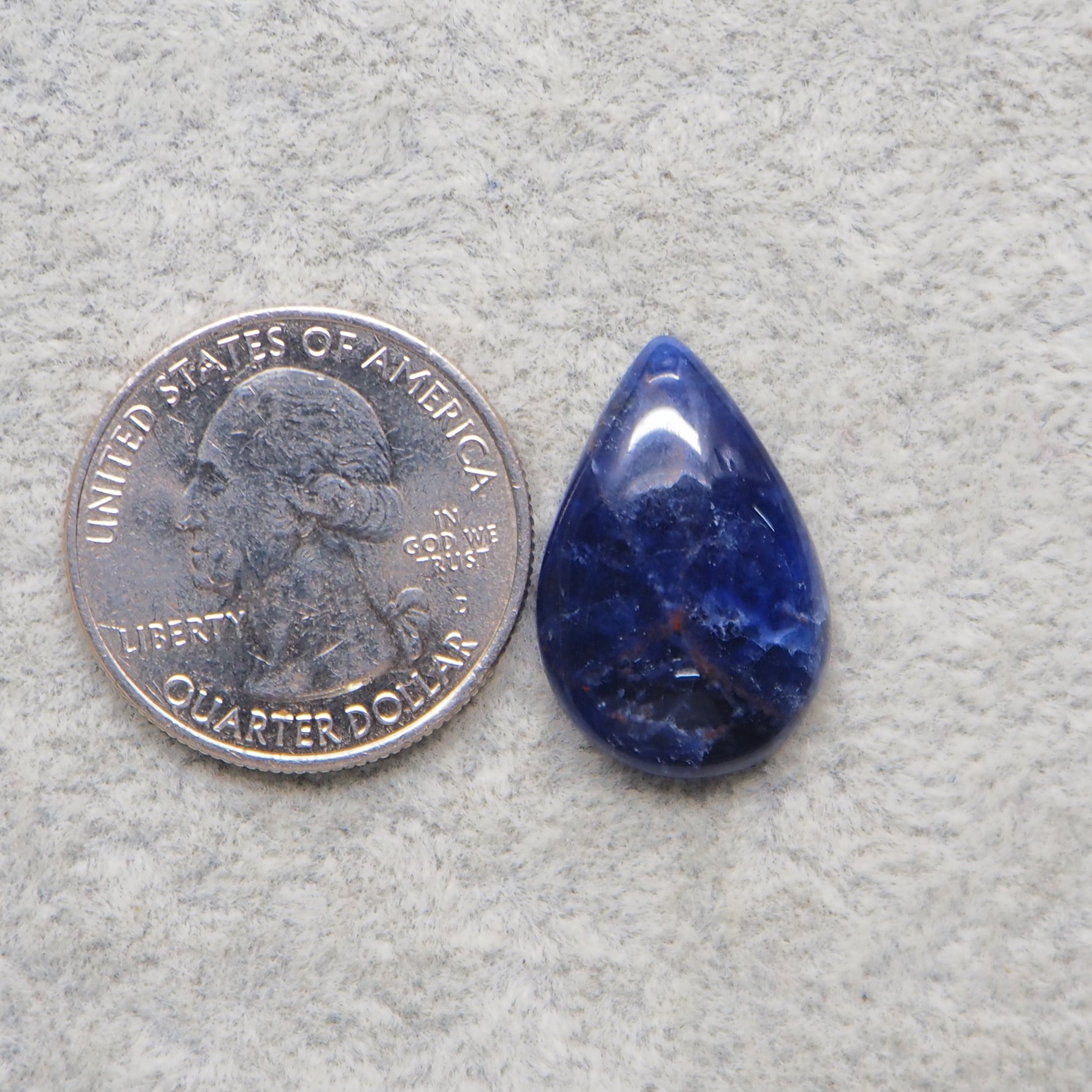 Natural Sodalite Pear Cabochon 23x15mm 10.5ct - Royal Blue with White Calcite Veining - Pedra Gems