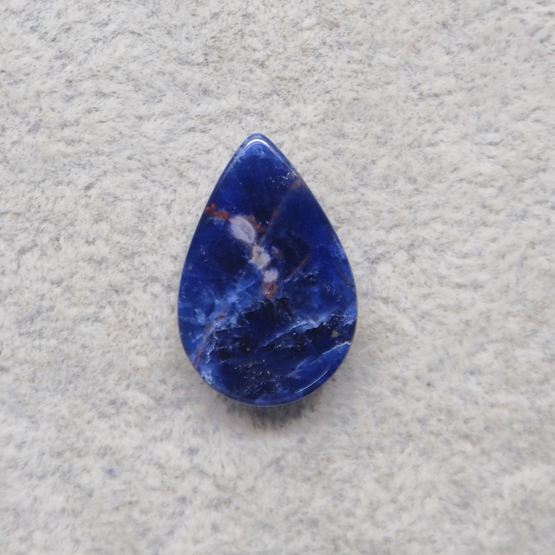 Natural Sodalite Pear Cabochon 23x15mm 10.5ct - Royal Blue with White Calcite Veining - Pedra Gems