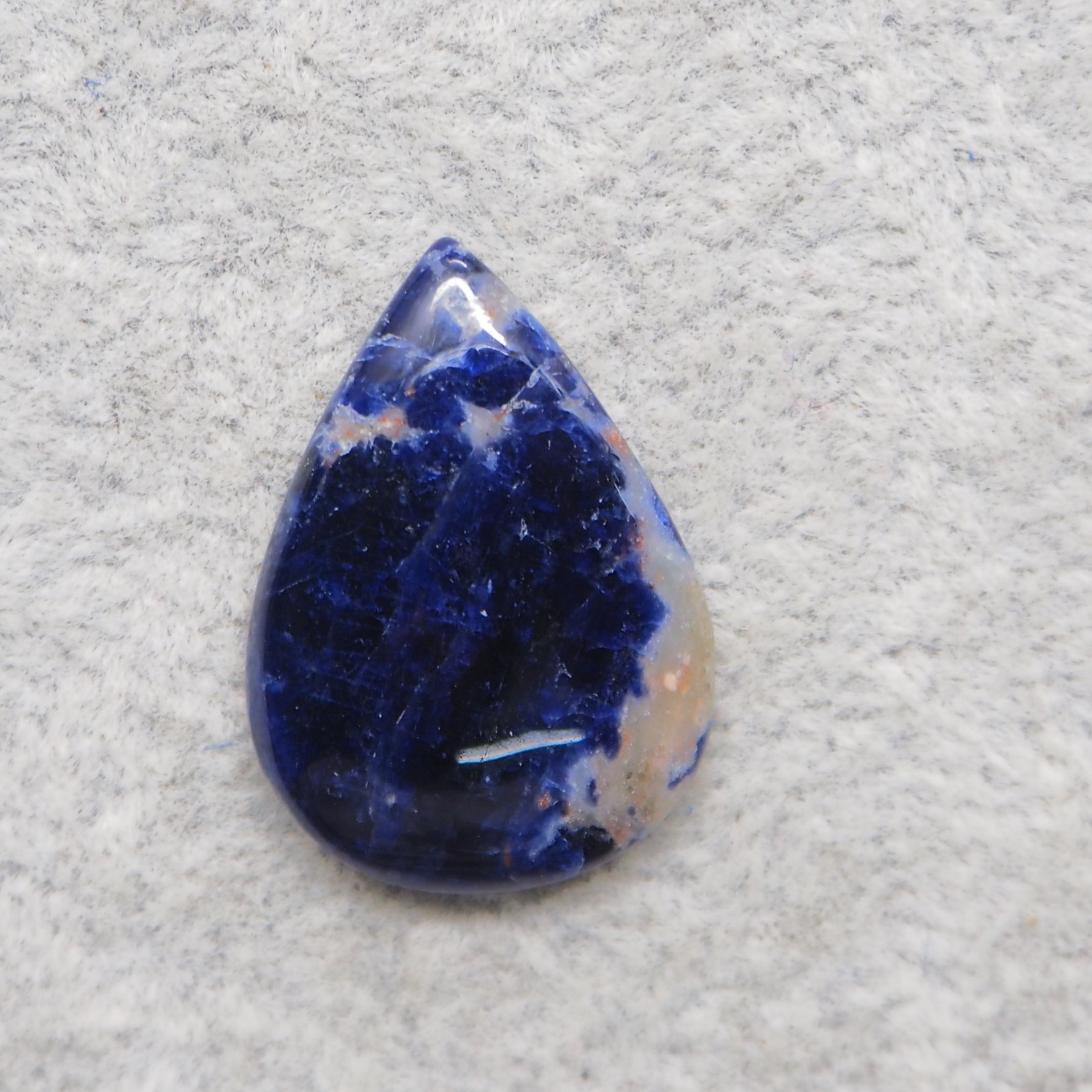 Natural Sodalite Pear Cabochon 27x19mm 17ct - Royal Blue with White Calcite Veining - Pedra Gems