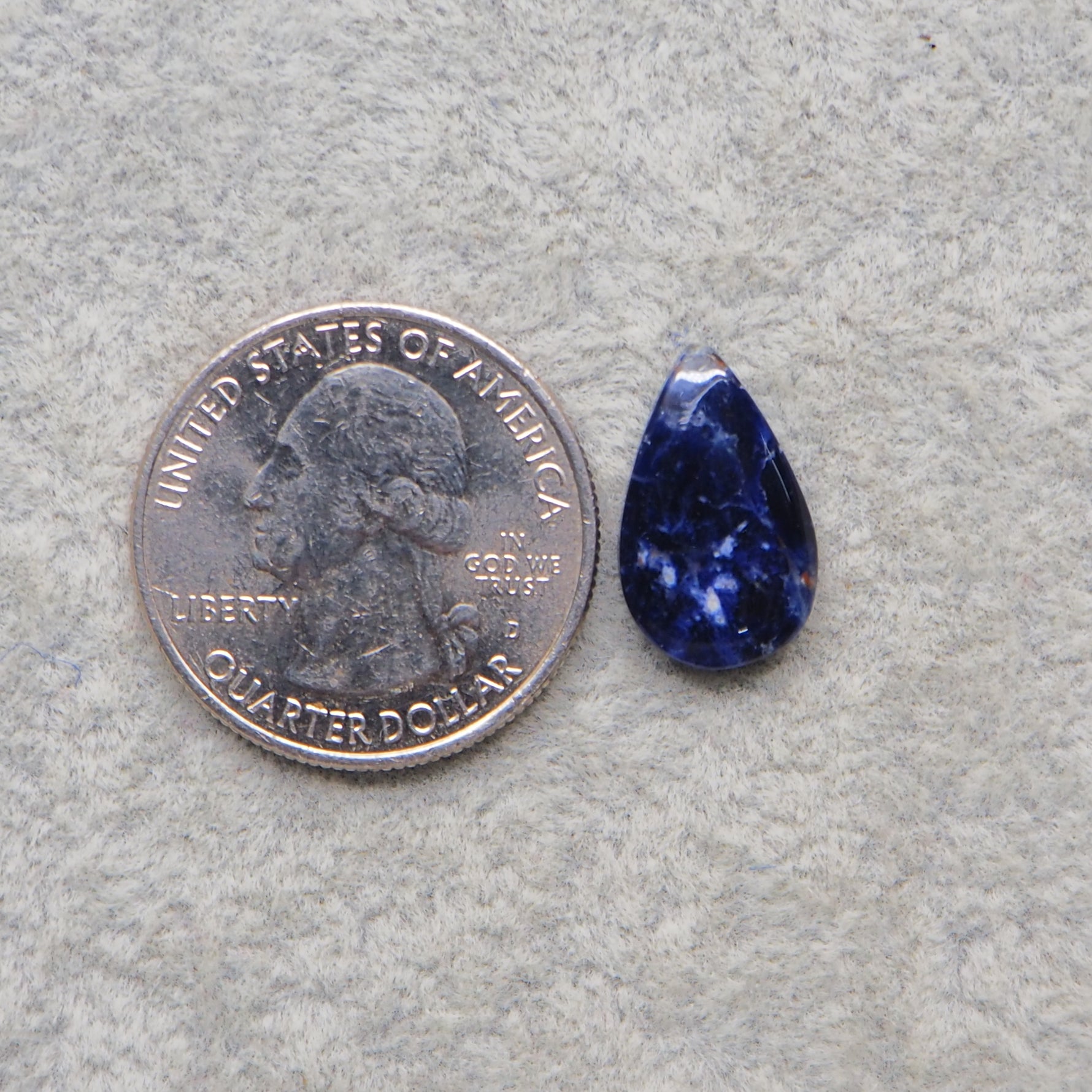 Natural Sodalite Pear Cabochon 18x10mm 4ct - Royal Blue with White Calcite Veining - Pedra Gems