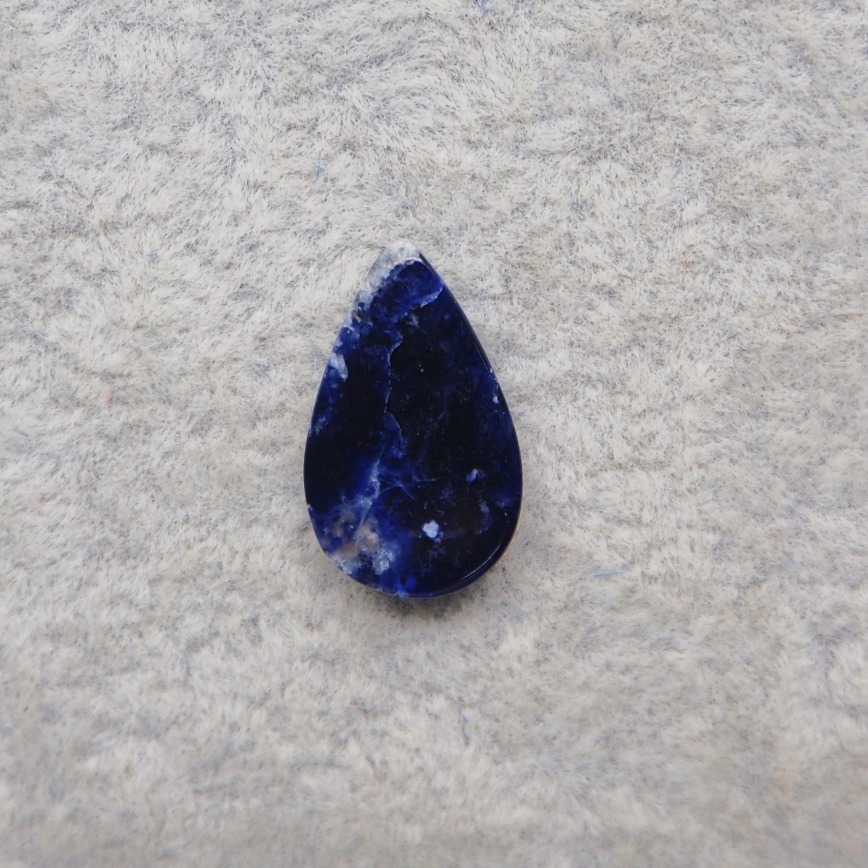 Natural Sodalite Pear Cabochon 18x10mm 4ct - Royal Blue with White Calcite Veining - Pedra Gems