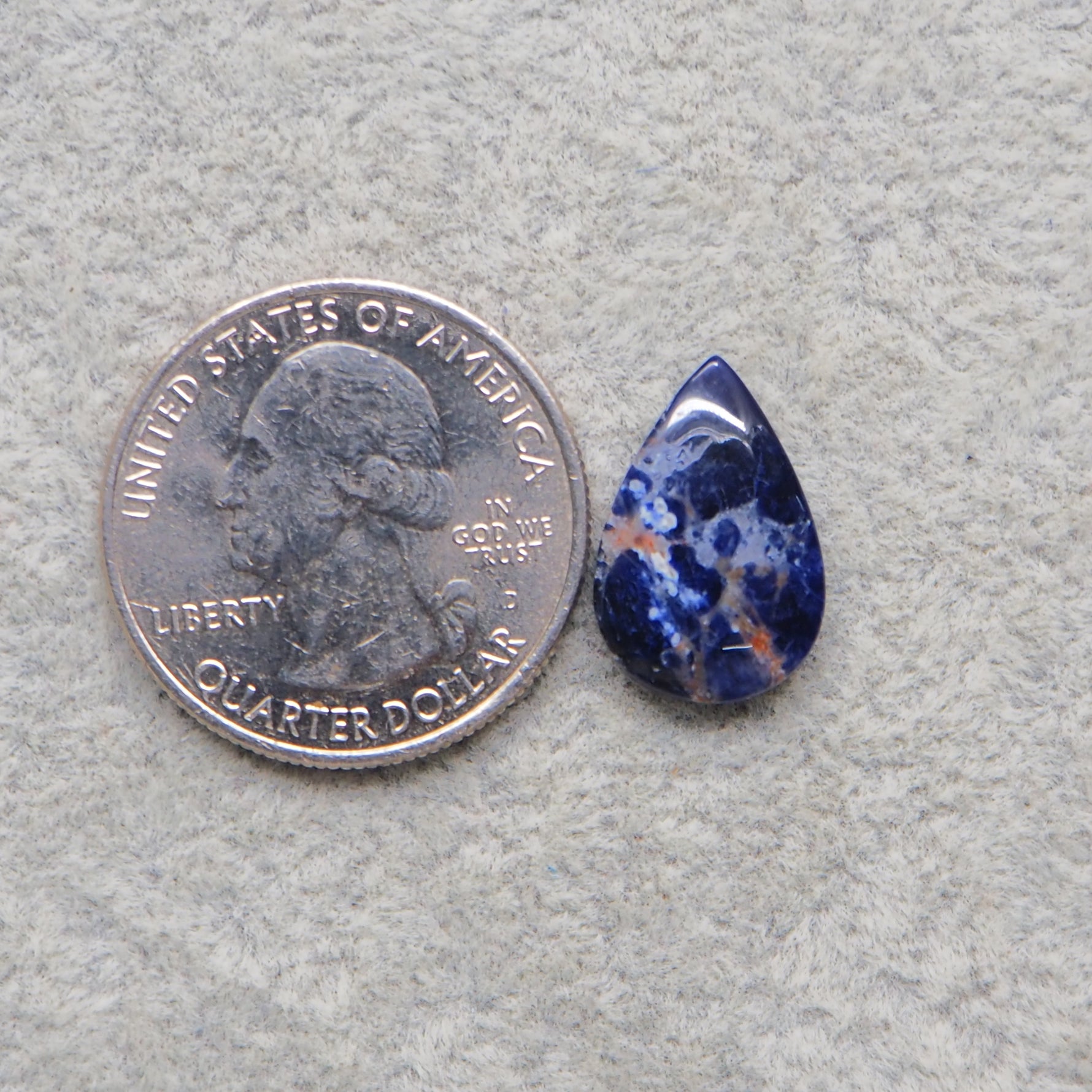 Natural Sodalite Pear Cabochon 17x11mm 4ct - Royal Blue with White Calcite Veining - Pedra Gems