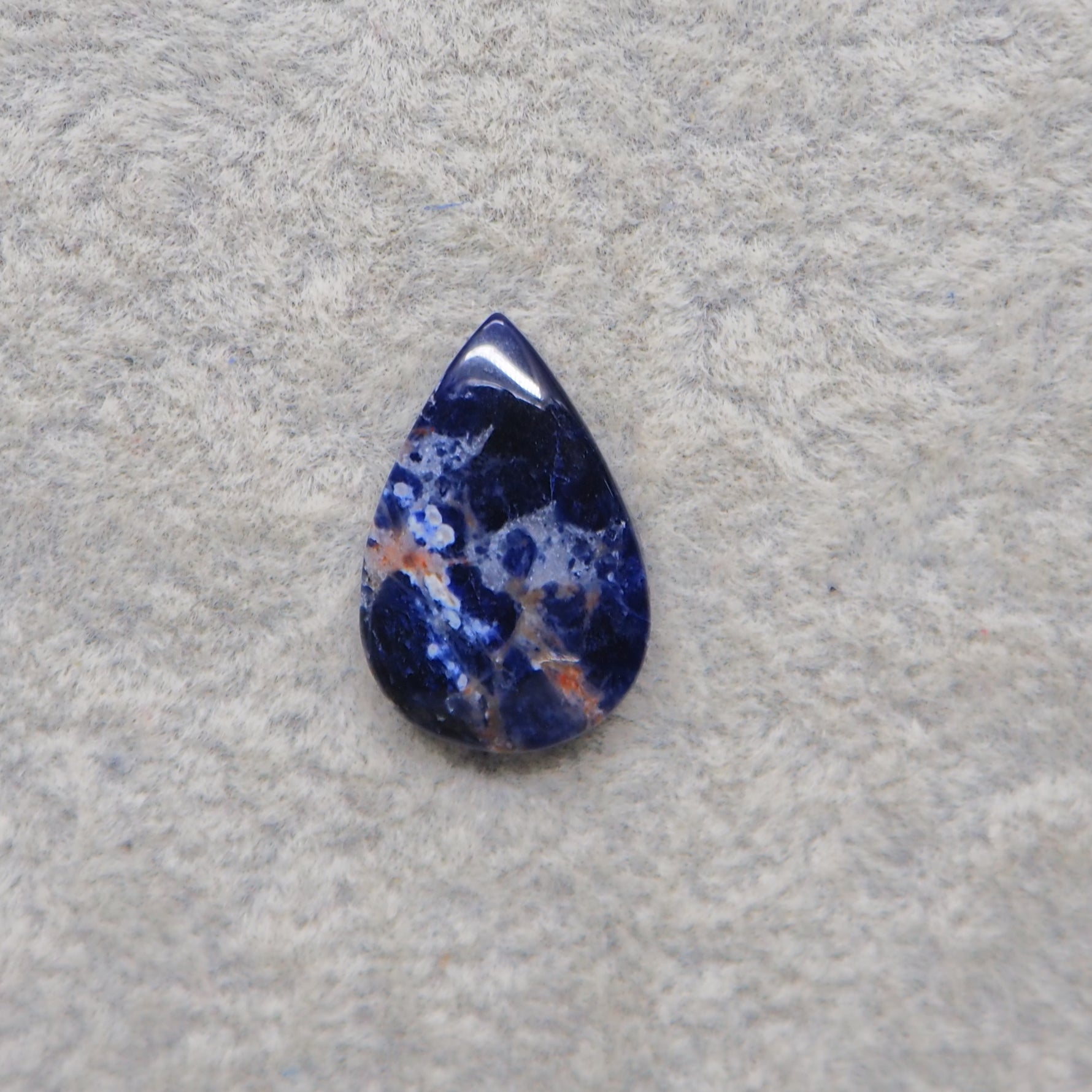 Natural Sodalite Pear Cabochon 17x11mm 4ct - Royal Blue with White Calcite Veining - Pedra Gems