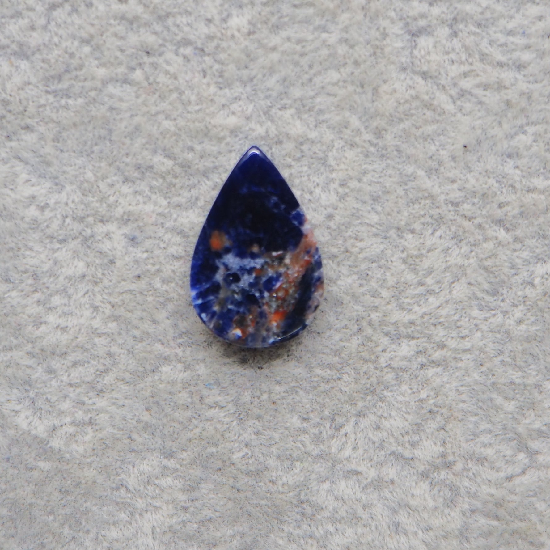 Natural Sodalite Pear Cabochon 17x11mm 4ct - Royal Blue with White Calcite Veining - Pedra Gems
