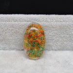  Garden quartz cabochon 34ct green gold orange mineral inclusion close-up Pedra Gems