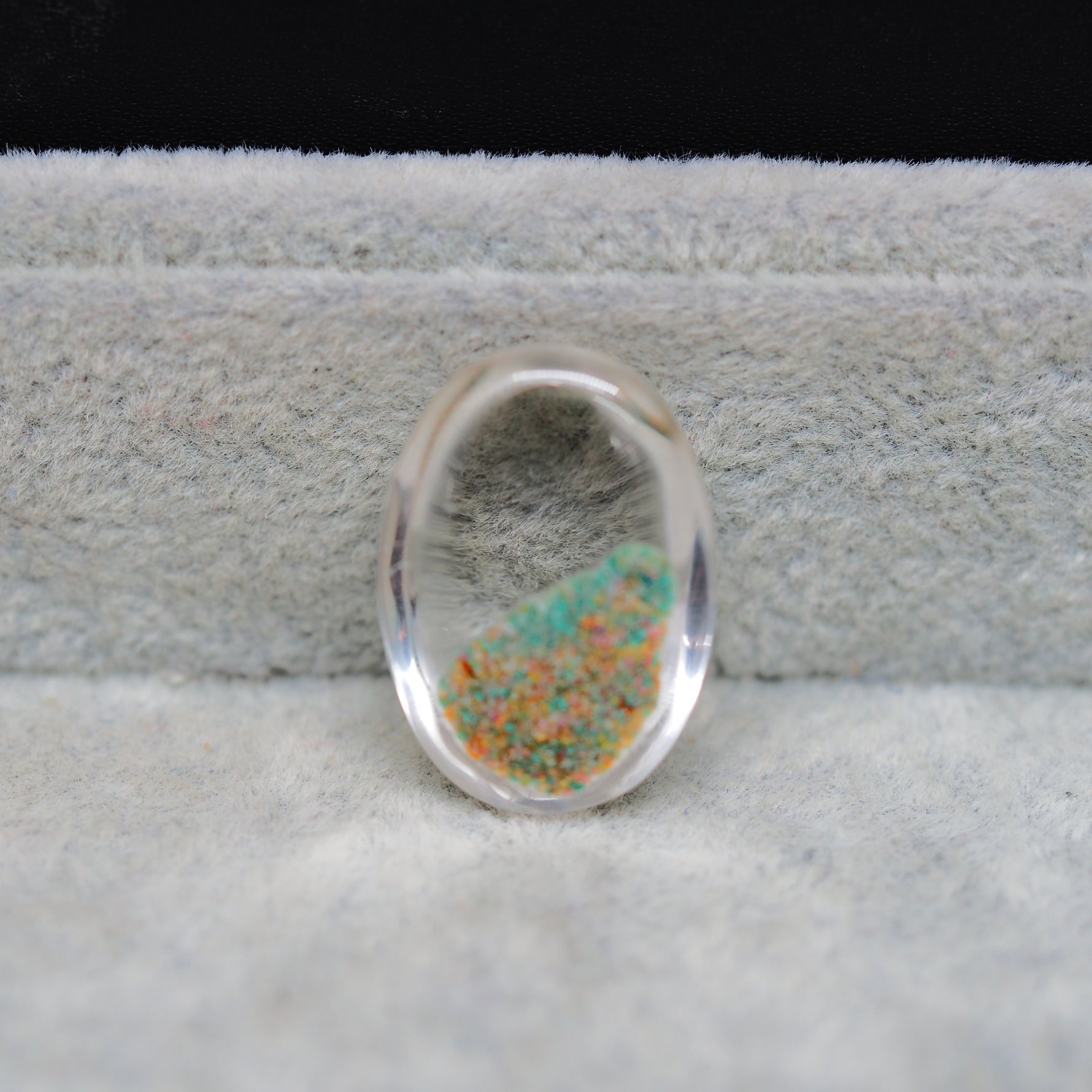Garden Quartz drill fill cabochon 24x17mm side view deep dome 10mm Pedra Gems