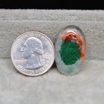 Garden quartz drill fill cabochon 27x27mm oval green orange mineral fill Pedra Gems