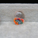 Garden quartz drill fill cabochon 22x17mm oval top view coin size comparison