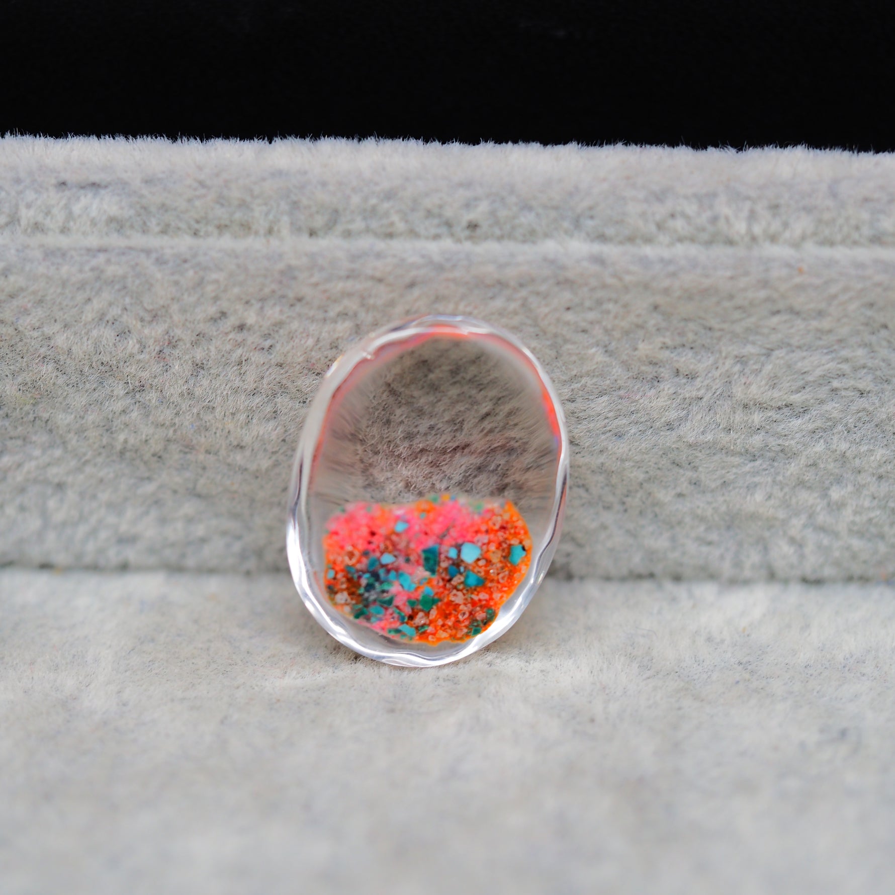 Garden quartz drill fill cabochon 22x17mm oval side view 6mm dome profile