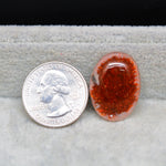 Garden quartz drill fill cabochon 25x18mm oval deep red orange mineral fill Pedra Gems