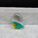 Garden quartz drill fill cabochon 25x19mm freeform top view coin size comparison