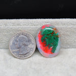 Garden quartz drill fill cabochon 30x22mm oval green red mineral fill Pedra Gems