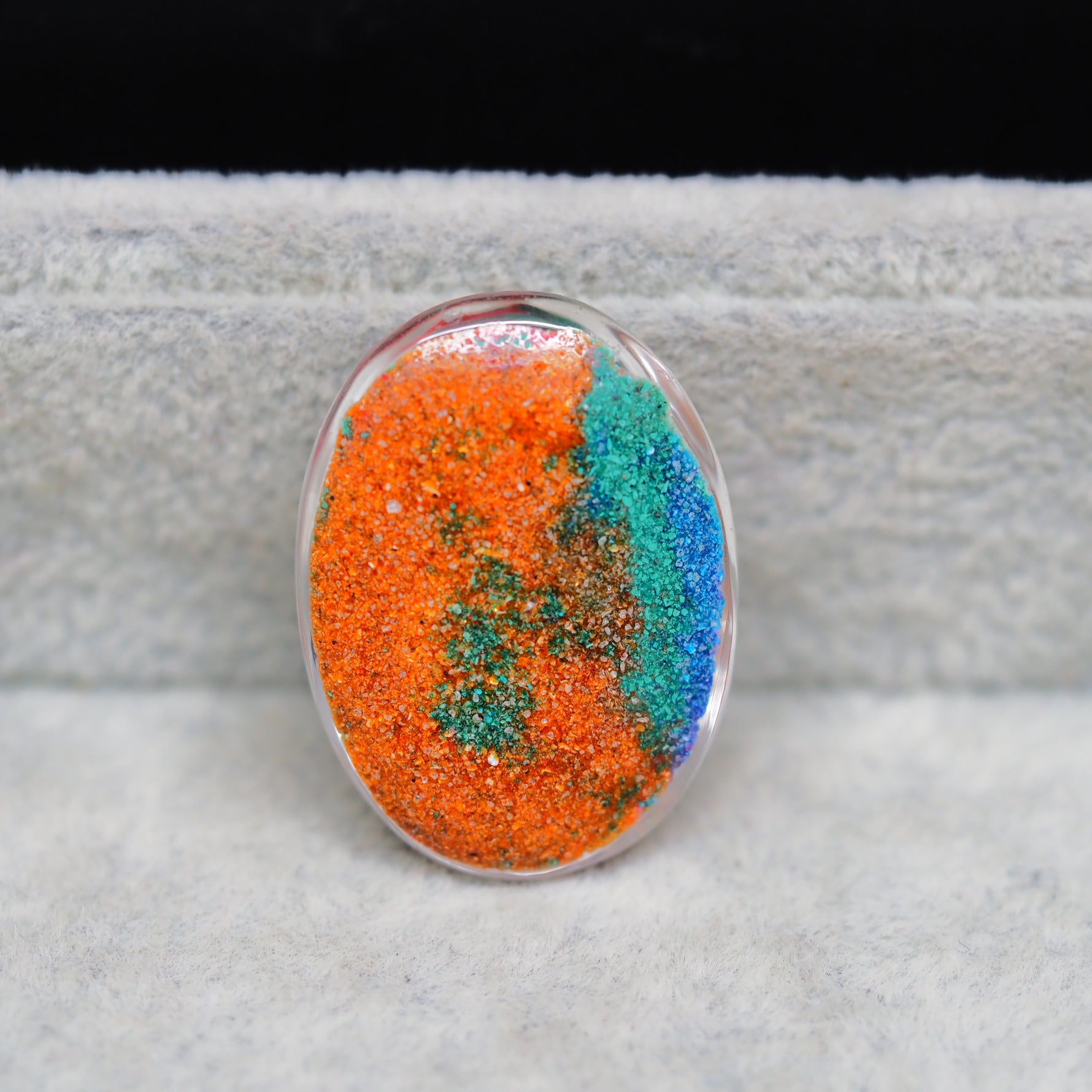 Garden quartz drill fill cabochon 30x22mm oval side view 9mm dome profile