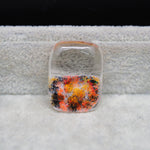Garden quartz drill fill cabochon 28x21mm cushion top view coin size comparison