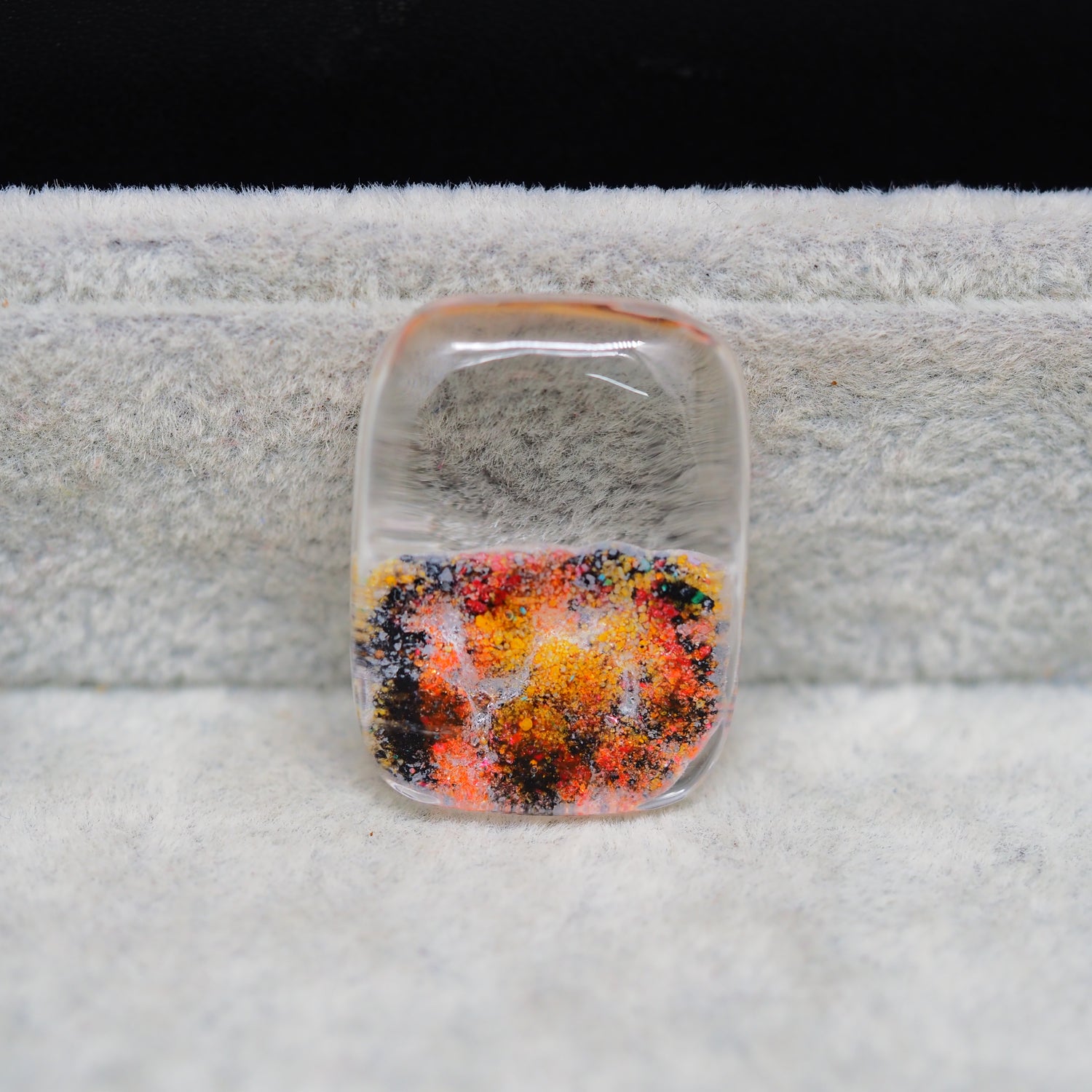 Garden quartz drill fill cabochon 28x21mm cushion top view coin size comparison