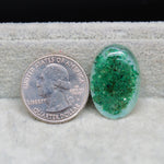 Garden quartz drill fill cabochon 26x18mm oval deep green mineral fill Pedra Gems