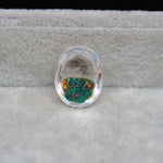 Garden quartz drill fill cabochon 22x16mm oval side view 11mm dome profile