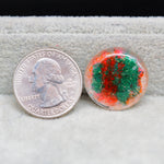 Garden quartz drill fill cabochon 22x22mm round green red mineral fill Pedra Gems