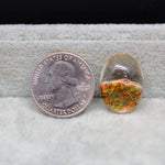 Garden quartz drill fill cabochon 22x16mm oval orange green mineral fill Pedra Gems