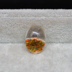 Garden quartz drill fill cabochon 22x16mm oval top view coin size comparison