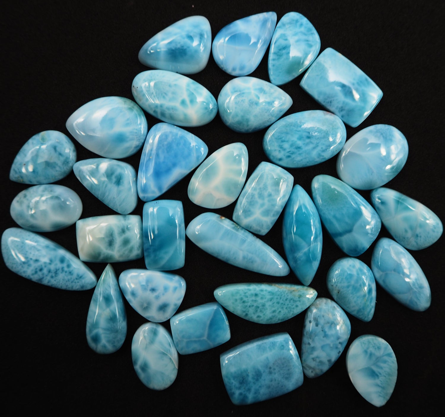 Natural Larimar Lot Gemstone Cabochon Blue Larimar Cabochon Lot Semi-Precious Stone