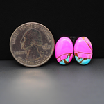 Cotton Candy Oval Cabochon Pair 15x10x3mm 9.5ct - pink and turquoise blue - Pedra Gems