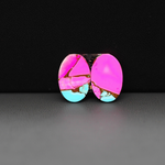 Cotton Candy Oval Cabochon Pair 15x10x3mm 9.5ct - pink and turquoise blue - Pedra Gems