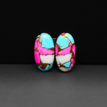 Cotton Candy Oval Cabochon Pair 19x10x3mm 12.5ct - turquoise blue, pink and white - Pedra Gems