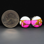 Cotton Candy Round Cabochon Pair 15x15x3mm 15.5ct - white, pink and turquoise blue - Pedra Gems