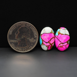 Cotton Candy Oval Cabochon Pair 18x13x3mm 13.5ct - pink, white and turquoise blue - Pedra Gems
