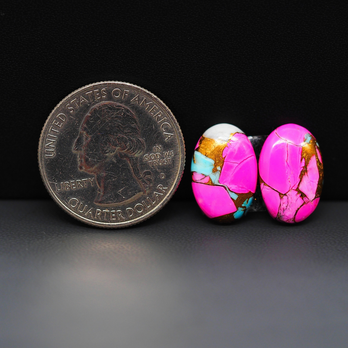 Cotton Candy Oval Cabochon Pair 16x11x3mm 12ct - pink, turquoise blue and white - Pedra Gems