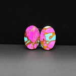 Cotton Candy Oval Cabochon Pair 16x11x3mm 12ct - pink, turquoise blue and white - Pedra Gems
