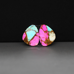 Cotton Candy Freeform Cabochon Pair 15x12x3mm 10.5ct - pink, turquoise blue and white - Pedra Gems