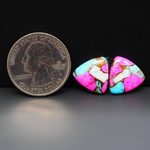 Cotton Candy Trillion Cabochon Pair 14x14x3mm 10ct - pink, turquoise blue and white - Pedra Gems